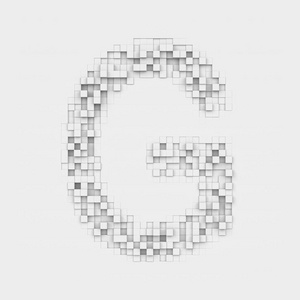 渲染大字母 G 组成的白色方形不均匀瓷砖