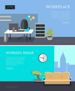 办公室内部 Web 横幅在平面设计中设置