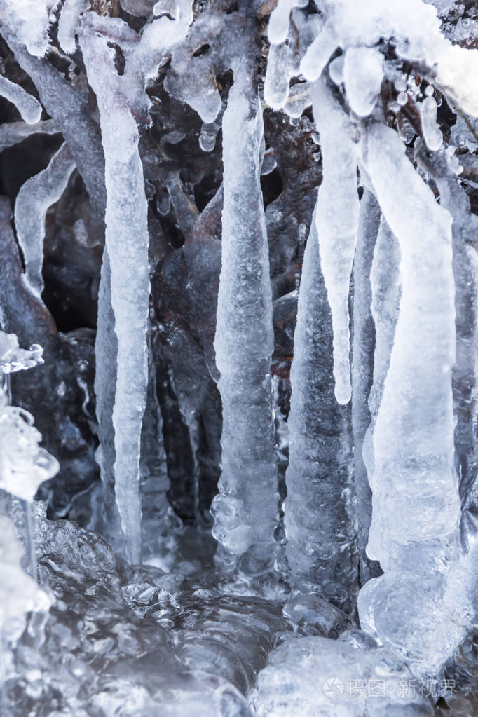 树枝上的冰柱照片-正版商用图片0wt023-摄图新视界