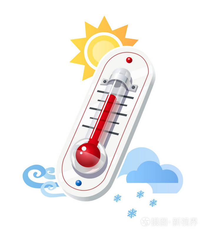 温度计显示温度和天气图标