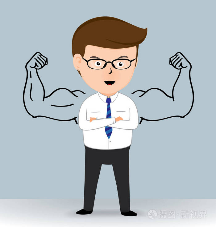 商人高兴的是,手臂强大的轮廓, 经营理念, 插图矢量 eps10