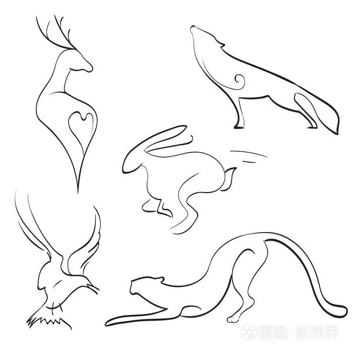 野生动物.绘制线条插画-正版商用图片0wt27h-摄图新视界