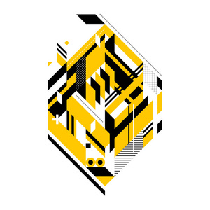 几何现代艺术涂鸦风格白色背景上的抽象的设计元素.