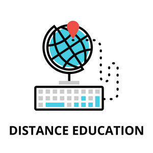 互联网学习过程和远距离教育的图标