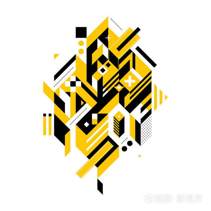 抽象的构成的复杂的几何形状.现代艺术和涂鸦风格.