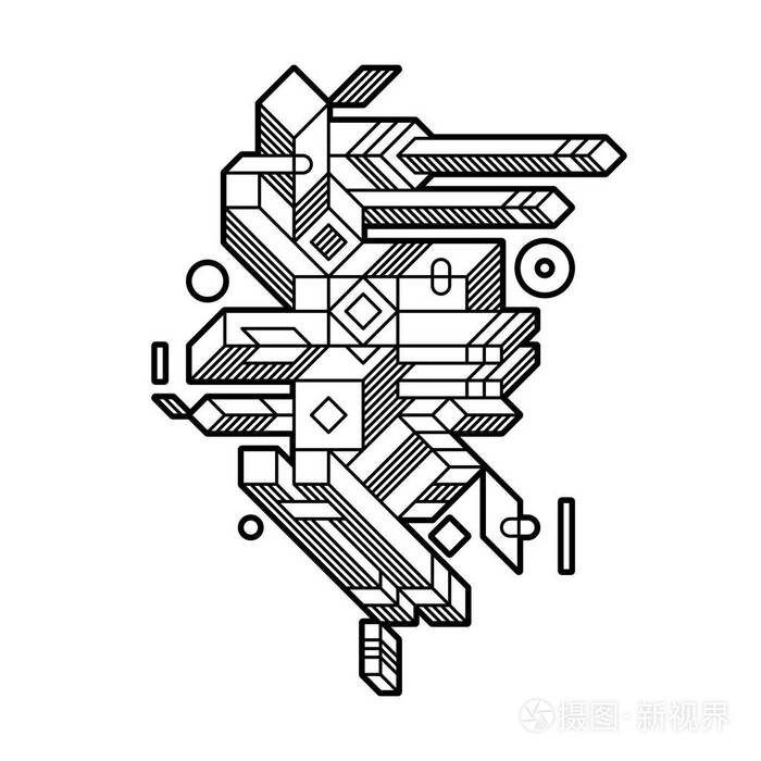 抽象的几何组成与复杂的几何形状.现代艺术和涂鸦风格.