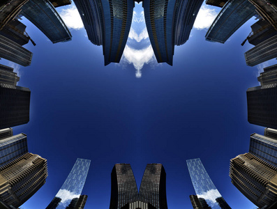 蓝蓝的天空大城市摩天大楼高层图片