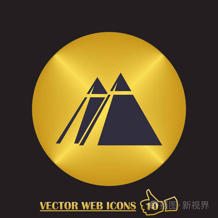 背景上孤立的金字塔图标.现代的平面图案.标识图