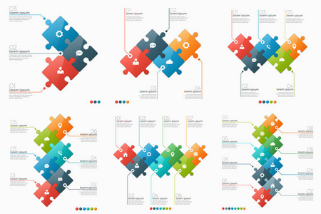 与谜题部分 38 选项信息图表模板集