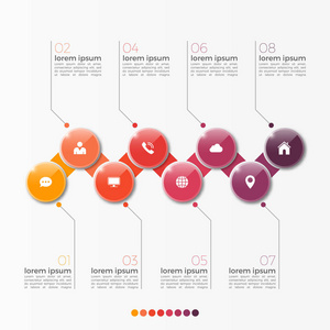 用圆圈矢量 8 选项信息图表模板