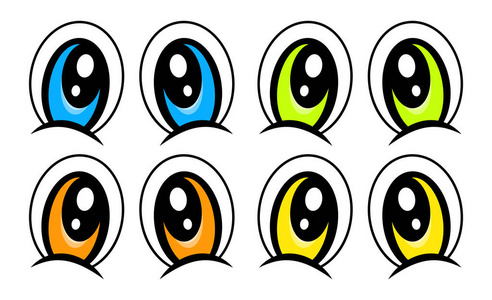 卡通眼睛设置的矢量符号图标设计