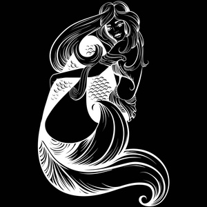 矢量图的美丽的美人鱼照片