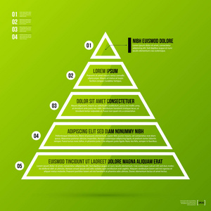 新鲜的绿色背景上的金字塔图表模板。矢量 eps10