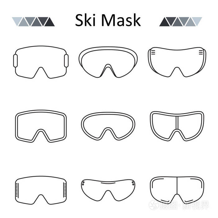 滑雪护目镜大纲设置的矢量图标插画-正版商用图片0wu75g-摄图新视界