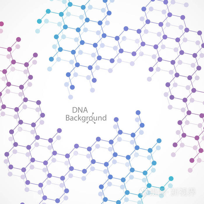 抽象的 Dna 背景。矢量图。美丽的螺旋分子的结构