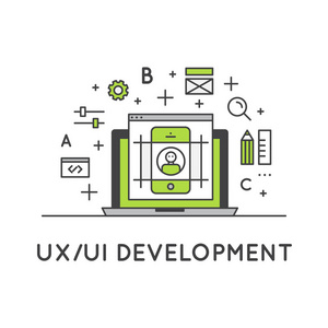 插图的 Ux Ui 用户界面和用户体验过程