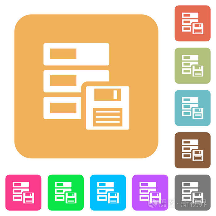 数据的备份圆形方形平面图标