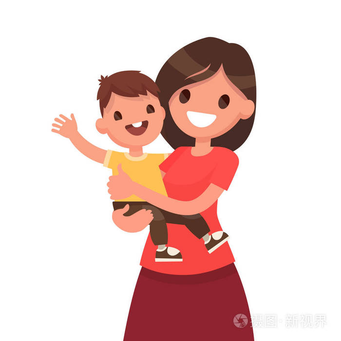 做了母亲母亲抱着一个婴儿在白色背景上矢量生病了