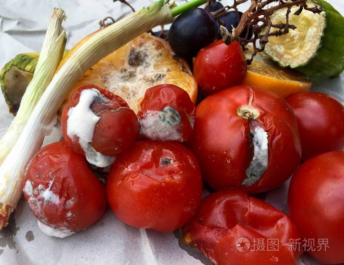 发霉的西红柿和水果