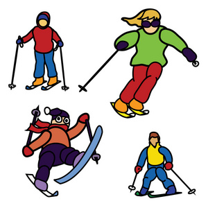 滑雪的卡通人物图片