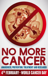 癌症日禁止信号与致癌细胞，矢量插画设计