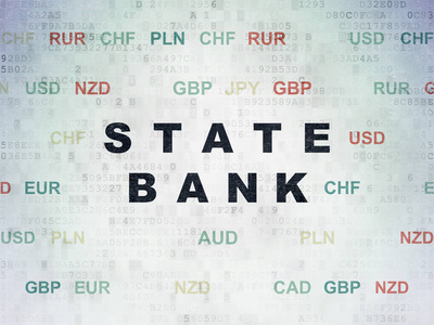 货币的概念 数字数据纸张背景上的国家银行