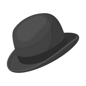 在白色背景上孤立的单色风格的圆顶硬礼帽帽子图标。时髦风格象征股票矢量图