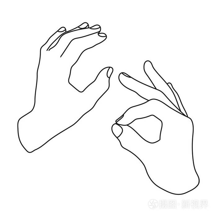 在白色背景上孤立的大纲样式的手语图标口译和笔译象征股票矢量图