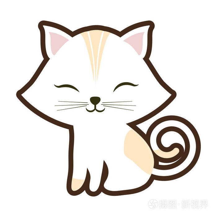 小白猫坐条纹黄色闭着眼睛插画 正版商用图片0wuv9r 摄图新视界 小白猫坐条纹黄色闭着眼睛插画 正版商用图片0wuv9r 摄图新视界