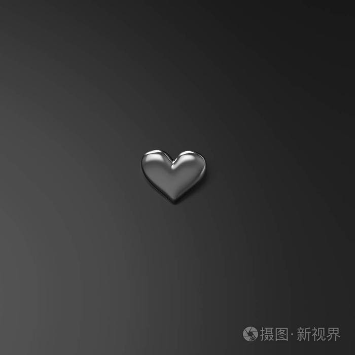 在黑色背景上的银心3d渲染