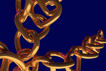 3d 渲染的金色的心链