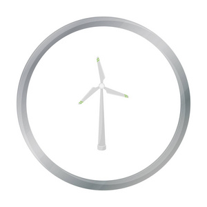 风能源涡轮图标在白色背景上孤立的轮廓样式。生物和生态学象征股票矢量图