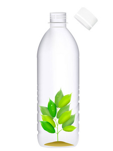 新绿色塑料瓶叶图标