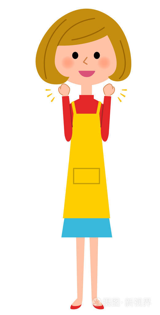 女性的围裙做一个坚持的姿势插画-正版商用图片0wuzdd-摄图新视界