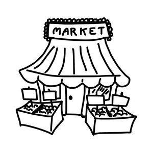 水果店宣传海报插画矢量手画的涂鸦的孤立的白色背景上的新鲜市场照片