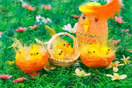 复活节装饰与鸡