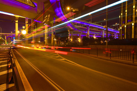 城市道路立交高架桥的夜景