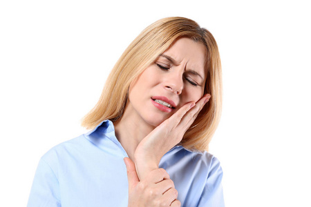 年轻女子患牙痛照片