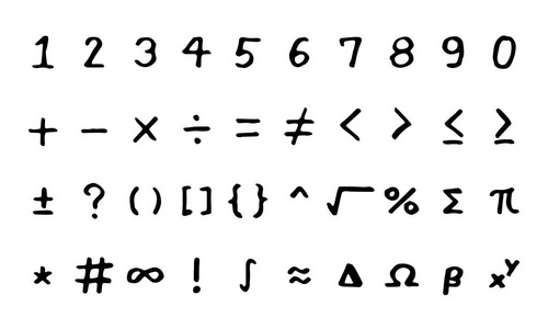 图 mathmethical 标志白色背景上的黑色手一套