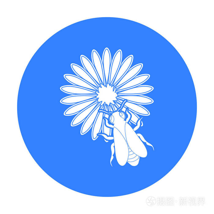 插画 动物 蜂花图标,在孤立的白色背景上的黑色风格.