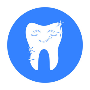 微笑齿中孤立的白色背景上的黑色风格的图标。牙科保健象征股票矢量图