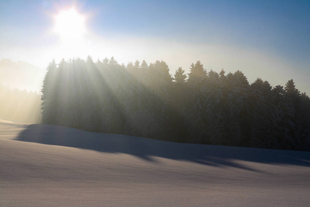 奥地利, 冬季的风景, 雪, 蓝色, 天空