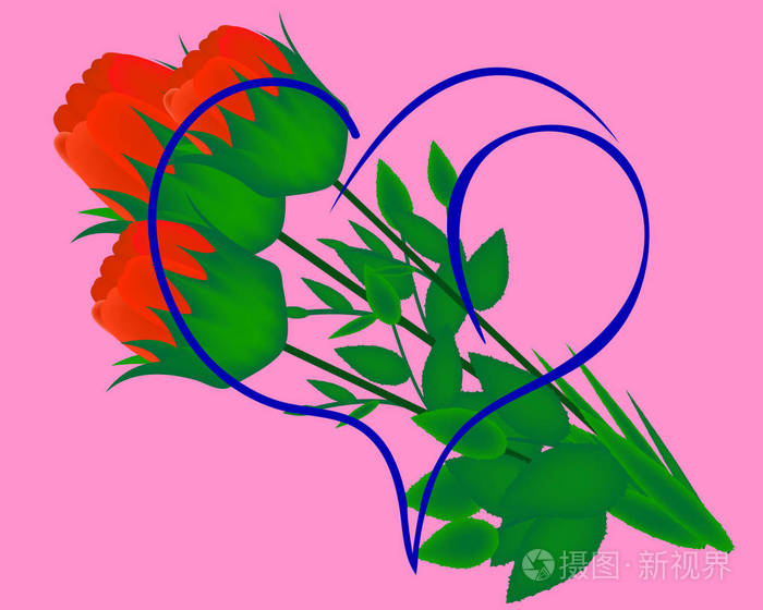 插画 玫瑰的香味.明亮的红色背景与片的光矢量图.eps