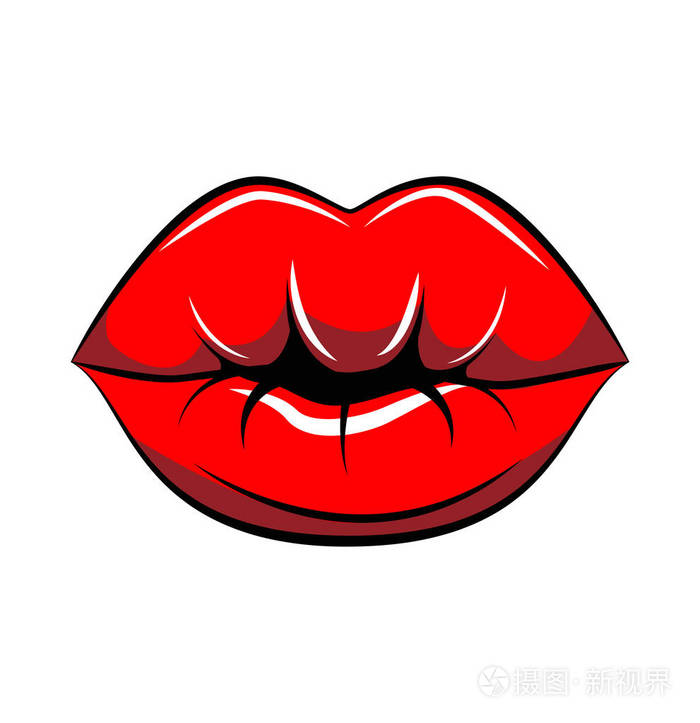 波普艺术嘴唇孤立.沃霍尔风格海报.矢量.