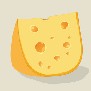 一块带孔的奶酪。矢量图