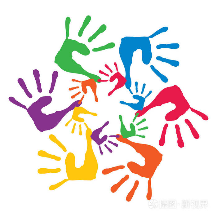 彩色画人类之手