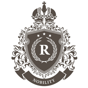 的滚动和波峰元素纹章皇家国徽警徽盾牌纹章徽章-皇家徽章与皇家标志