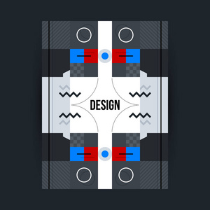 海报模板带有未来派的几何元素。建构主义理论和现代艺术的风格。鲜艳的色彩，简单的形状