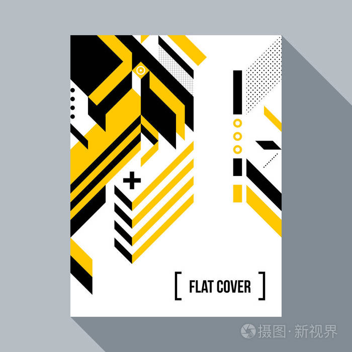 未来派海报/封面设计与抽象的几何元素.未来主义和现代感的涂鸦风格