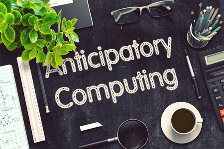 防患未然黑色的黑板与预期计算.3d 渲染照片